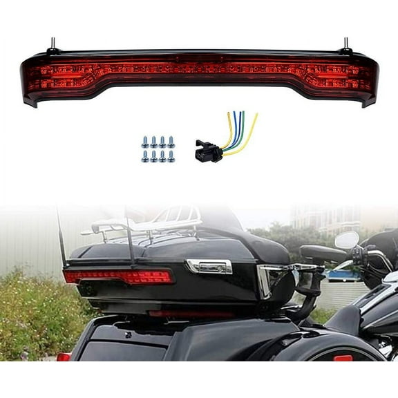Compatible with Harley LED King Tour Pack Brake Turn Tail Light Lamp Kit (Red Lens) 2016- 2020