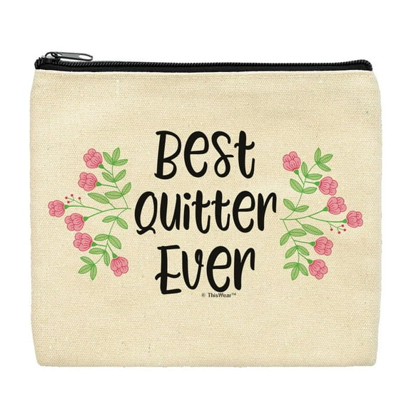 ThisWear Retirement Gifts for Women Best Quitter Ever Floral Makeup Bag