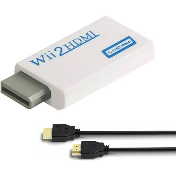 Wii to HDMI Converter Adapter with 3.5mm Audio Port, Supports 480p/576p/1080p, Compatible with Wii Console to HDTV, Monitor, Projector, Easy Setup, Plug and Play