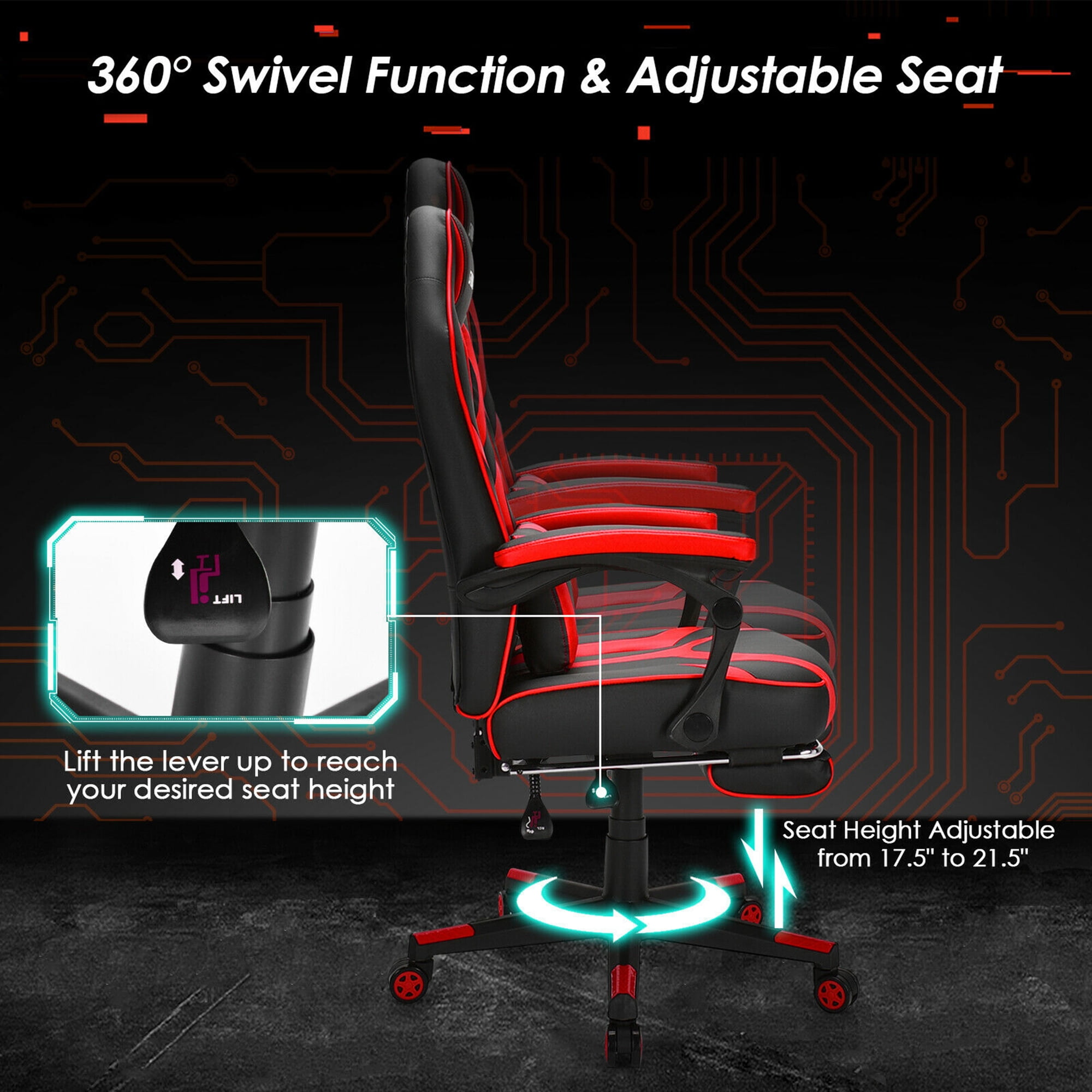 Gymax Massage Gaming Chair Racing Recliner Computer Desk Chair w