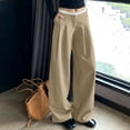 thumbnail image 5 of cocolona Womens Casual Patchwork Dress Pants Elastic Waist Straight Wide Leg Commute Yoga Pants with Pockets, 5 of 5