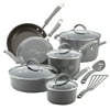 Rachael Ray 12-Pieces Cucina Nonstick Pots and Pans Set/Cookware Set, Sea Salt Grey