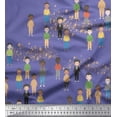 thumbnail image 1 of Soimoi Purple polyester Crepe Fabric Human Group Print Fabric by the Yard 42 Inch Wide, 1 of 1