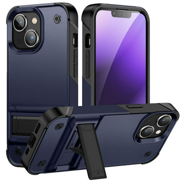 TUFF Hybrid Armor Case with Kickstand for iPhone 14 Plus - Navy Blue