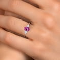 thumbnail image 4 of Gem Stone King 14K White Gold Pink Created Sapphire and White Zirconia Engagement Ring for Women | 1.12 Cttw | Oval 7X5MM | Gemstone September Birthstone | Size 5, 4 of 6