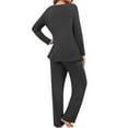 thumbnail image 3 of Qylux Women's Pajama Long Sleeve Adjustable Long Pants Sleepwear Set Soft Two Piece Matching Set with Pockets,Black,S, 3 of 7