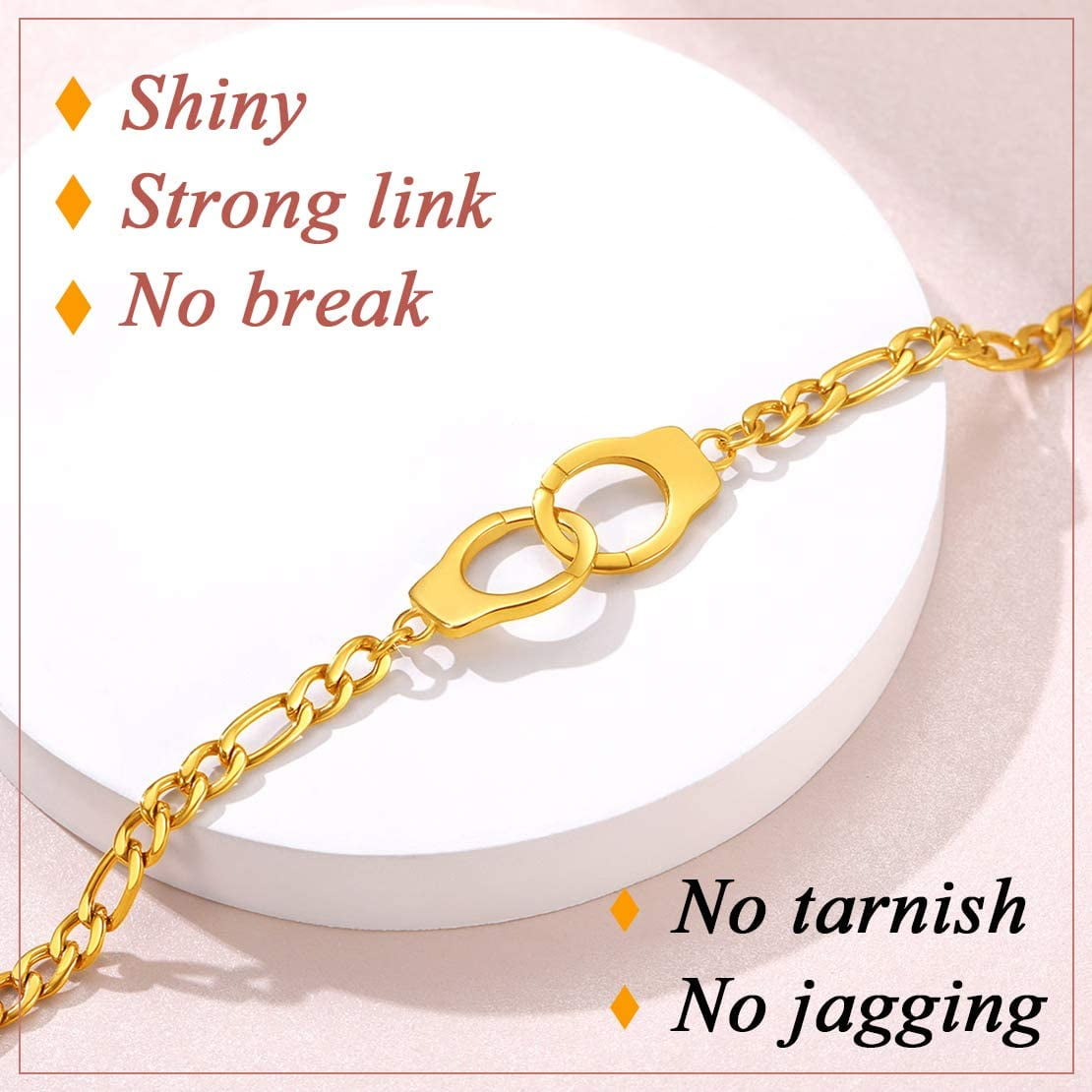 Gothic for Girls Ankle for Anklets Steel FindChic Punk Partners Crime Jewelry Ankle in Chain 8.5\'\' Handcuff Adjustable Foot Link Infinity Bracelets Stainless Women