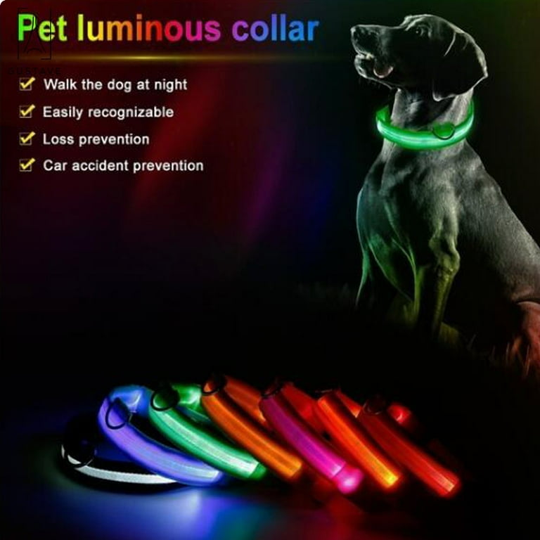 L Pet Dog LED Collar Nylon Safety Light Up Flashing Collar L Pet Dog LED Collar Nylon Safety Light Up Flashing Collar