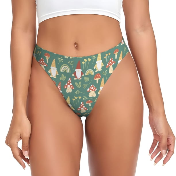 Fotbe Mushrooms Gnome Tanga Sin Costuras para Mujer con Estampado – Panties Invisibles, Transpirables y Cómodos para Uso Diario-4X-Large