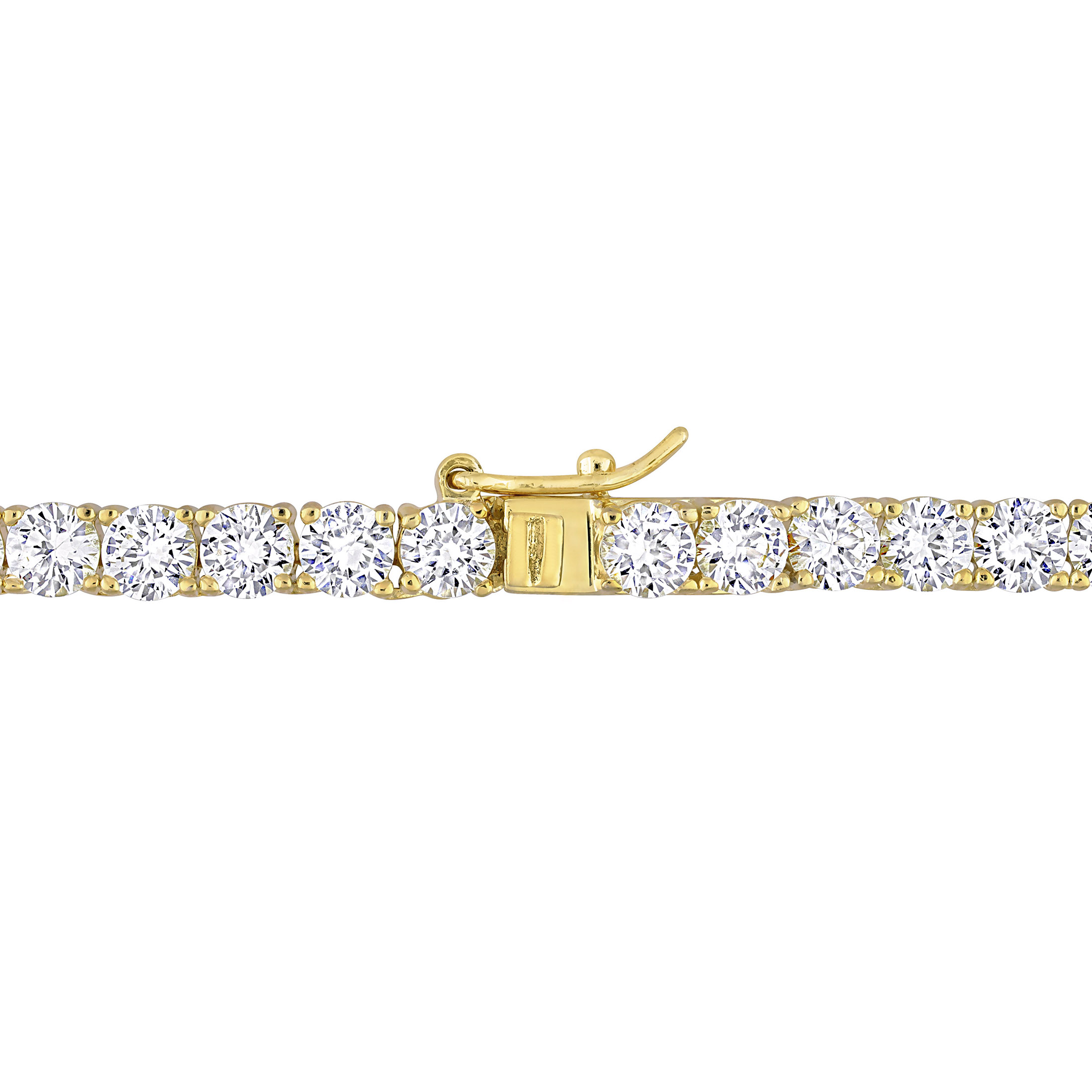 Everly Women's Created Sapphire Yellow Gold Plated Tennis Necklace