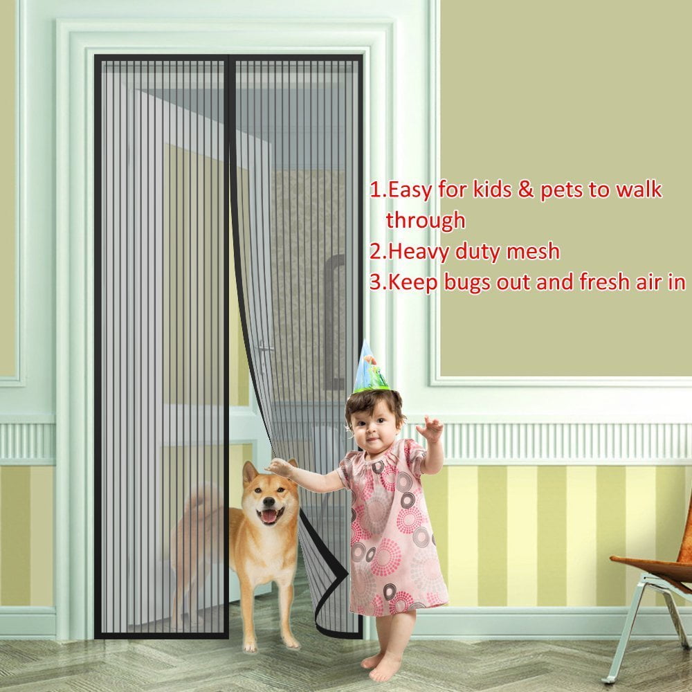 GuLL Magnetic Anti Mosquito Screen Door Anti Insects Fly Mesh Curtain with Magnets Close Automatically Easy to Install Without Drilling（Beige,70x 200cm/27x 78）