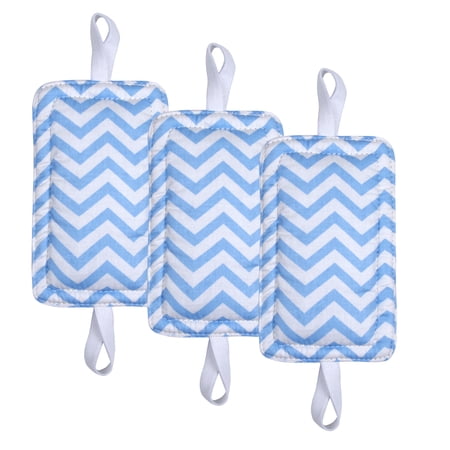 Door Silencer Door Jammer Door Closer Cushion Nursery Door Latch Cover 3 Pack for Noise Reducing Quiet Doors Baby Toddler Safety 3.25 x 5.5 Inch (Light Blue Chevron)