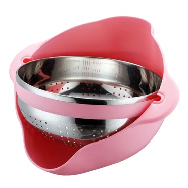 MLINS Fryer Rice Cooker Stainless Steel Rice Bowl Food 29X22X12.5CM Pink