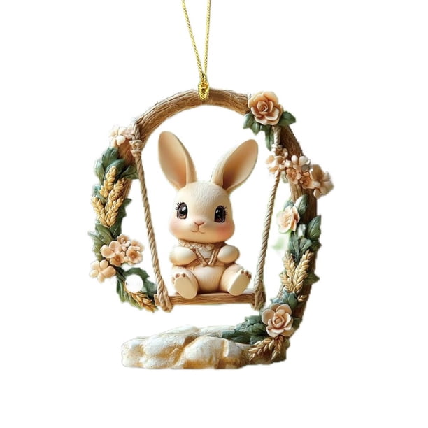 Llavero Acrílico con Forma de Conejito de Pascua, Accesorio para Espejo Retrovisor de Coche, Colgante para Mochila.