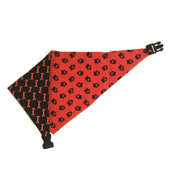 Red Black Reversible Dog Bandana by Uptown Pups