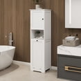 thumbnail image 3 of IVV Tilt Out Laundry Hamper - 55" Tall Bathroom Storage Laundry Cabinet with Open Shelf and Clothes Basket, Hamper Cabinet Shelf for Laundry Room Bathroom Organizer, White, 3 of 8