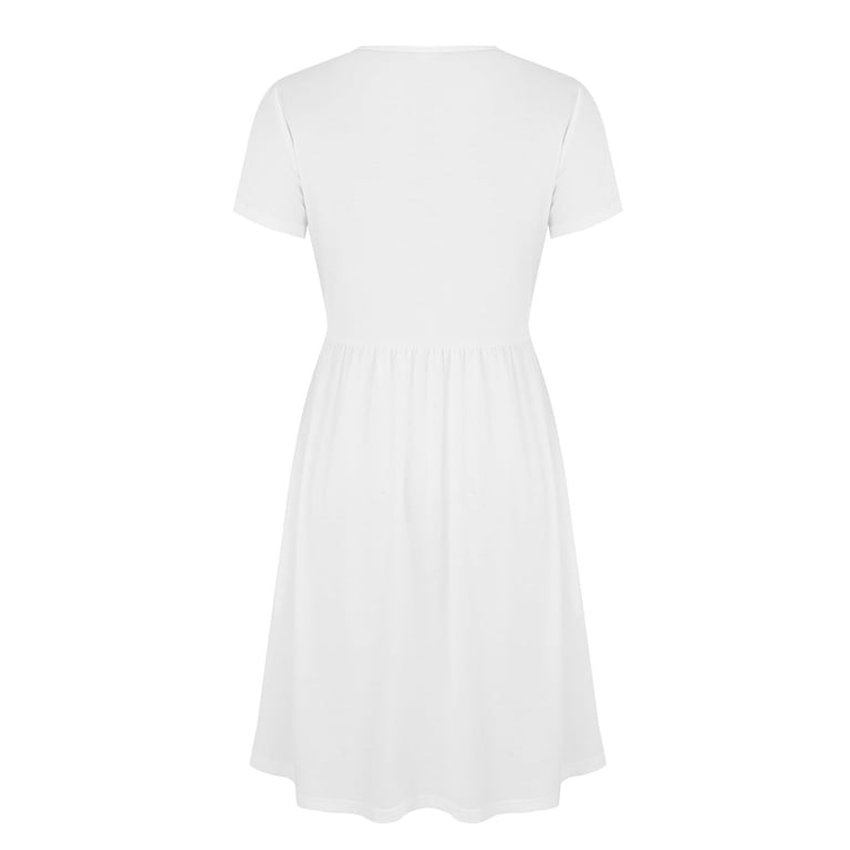 white party dresses for curvy figure Women's Plus Size Polyester Summer Sheath Dress Knee Length Empire Waist Up To 50% Off