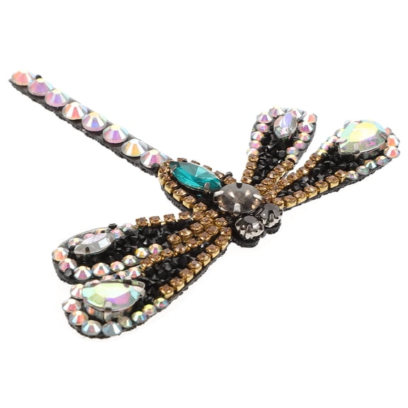 FOMIYES Black Rhinestone Patch for Clothing, Decorative Iron- Applique for Formal Events, 1 Piece