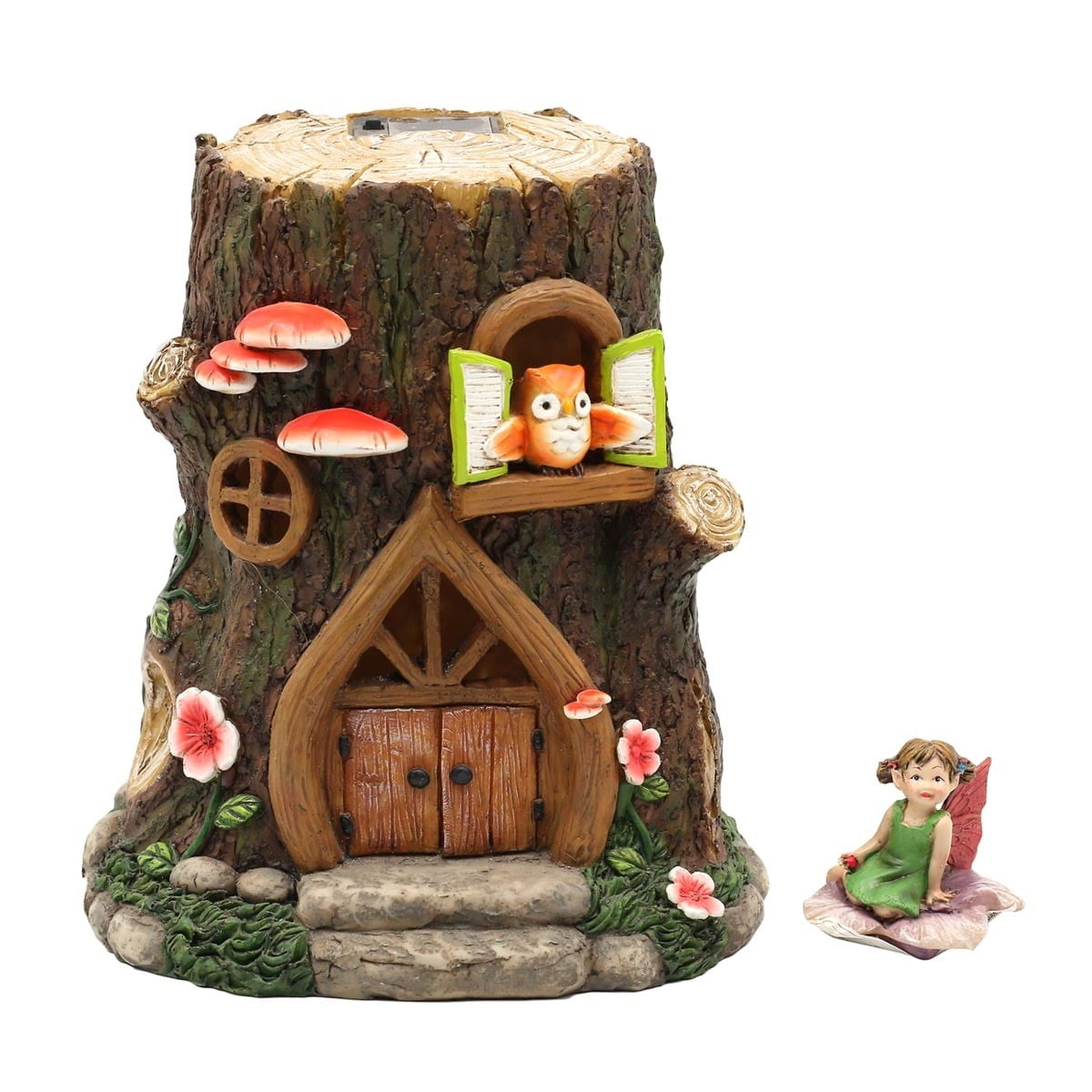 Alpine Solar Fairy House w/ LED Lights, 9 Inch Tall