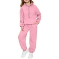thumbnail image 2 of Eltusu Girls Outfit Sets, Elastic Bottom Pullover Long Sleeve Hoodies&Sweatpants Sets Pink Size 10-12T, 2 of 7