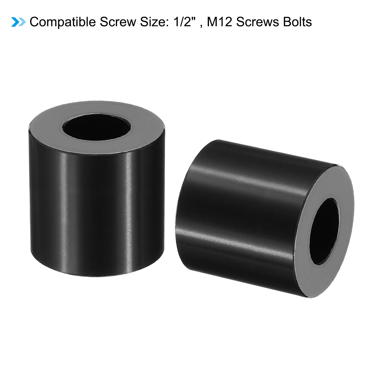 M12 Aluminum Spacers, 10 Pcs Metal Spacer Aluminum 1/2" ID x 1" OD x 1" L Standoff for 1/2" or M12 Screw Bolts