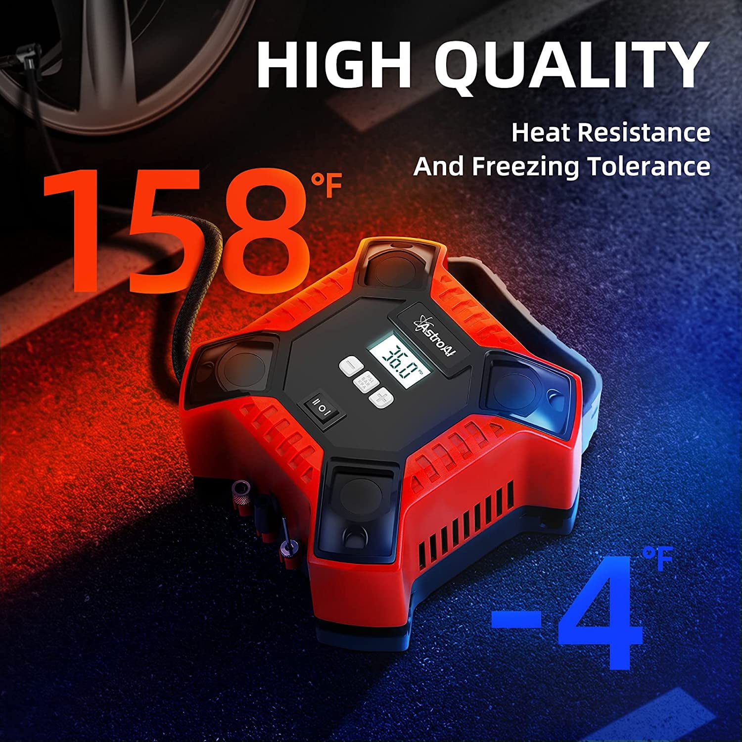 Car Air Compressor, Tire Inflator 160 PSI Portable for Tires, Red