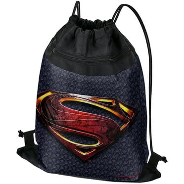 Justice League Movie Superman Logo Drawstring Backpack Sports Bag Sackpack 17" x 13", Perfect for Gym, Yoga or Practice