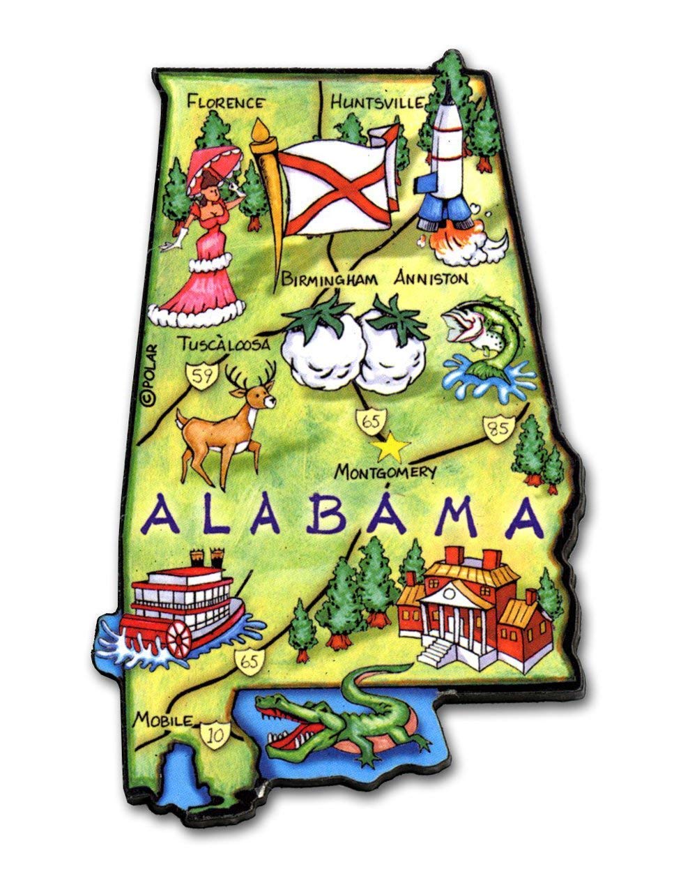Alabama the Heart of Dixie State Artwood Jumbo Fridge