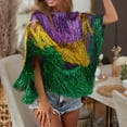 thumbnail image 2 of T Shirts For Women Womens Tops Purple Green And Gold Metallic Poncho, 2 of 7