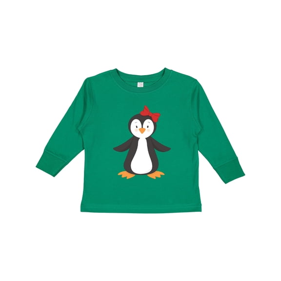 Inktastic Cute Penguin, Little Penguin, Penguin with Bow Boys or Girls Long Sleeve Toddler T-Shirt