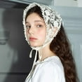 thumbnail image 4 of Women's Polyester Fiber White Lace Triangular Headband for Fashionable Look, Showcasing Sweet Temperament, 4 of 9