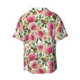 thumbnail image 4 of Goofa Rose Flowers Printed Men's Casual Short-sleeved Shirt,Lightweight Breathable Button-down,Summer Casual men's top,Versatile Fashion shirt-Small, 4 of 7