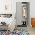 thumbnail image 4 of Metal Storage Wardrobe Cabinet, Armoire Closet Storage Cabinet with Hanging Rod for Bedroom, Laundry Room (Gray), 4 of 6