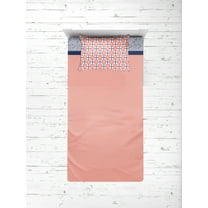 Bacati - Olivia Tribal 3-Piece 100% Cotton Percale Toddler Sheet Set, Coral/Navy