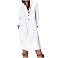 thumbnail image 1 of XDZJLR Robes pour Femmes Été Couleur Unie Col à Revers Mode Chemise Ample Jupe Décontractée, 1 of 5