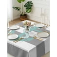 thumbnail image 3 of Nautical Anchor Suqare Tablecloth - 54 x 54 Inch, Turquoise Grey White Horizontal Stripe Waterproof & StainResistant Tablecloth, Washable Oil-proof Table Cover for Dining/Party/Wedding/Camping/Buffet, 3 of 9
