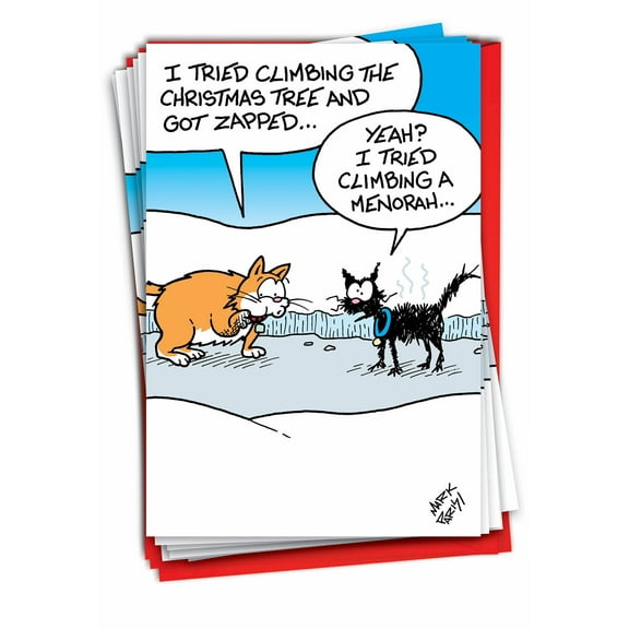 Pack of 12 Merry Christmas Cards Funny (1 Design, 12 Cards) - Menorah Tree C9495XSG-B12x1