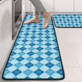 thumbnail image 2 of Kitchen Rugs Sets Of 2,Blue White Checkerboard Checkered Pattern Anti Fatigue Kitchen Mat Rugs Non Slip Washable,Decorative Kitchen Floor Mats for Kitchen,Sink,Laundry,17"x47"+17"x47", 2 of 5