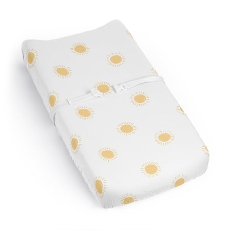 Sweet Jojo Designs Boho Sun White and Mustard Yellow Boy, Girl, Unisex/Gender Neutral Changing Pad Cover Sheet