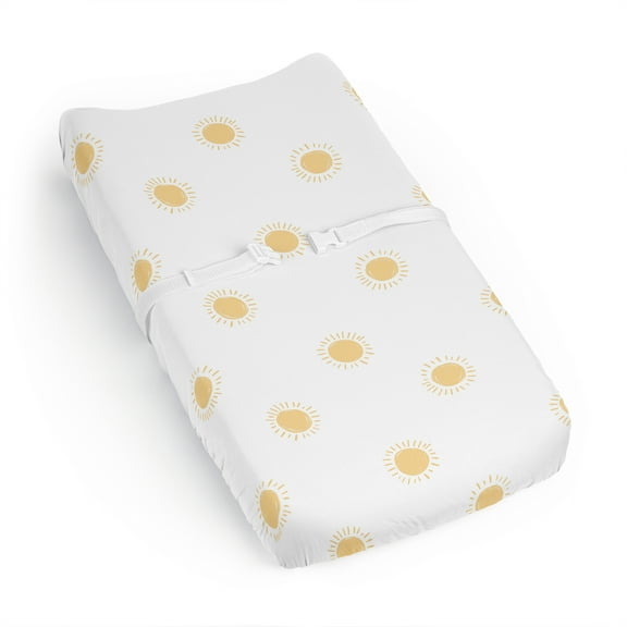 Sweet Jojo Designs Boho Sun White and Mustard Yellow Boy, Girl, Unisex/Gender Neutral Changing Pad Cover Sheet