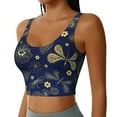 thumbnail image 2 of Vsdgher Vintage Golden Butterfly Print Women Sleeveless Athletic Tank Top Built-in Bra Camisole Sports Vest for Yoga Running Fitness Exercise with Removable Pads, 2 of 8
