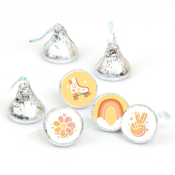 Big Dot of Happiness Stay Groovy - Boho Hippie Party Round Candy Sticker Favors - Labels Fits Chocolate Candy (1 sheet of 108)