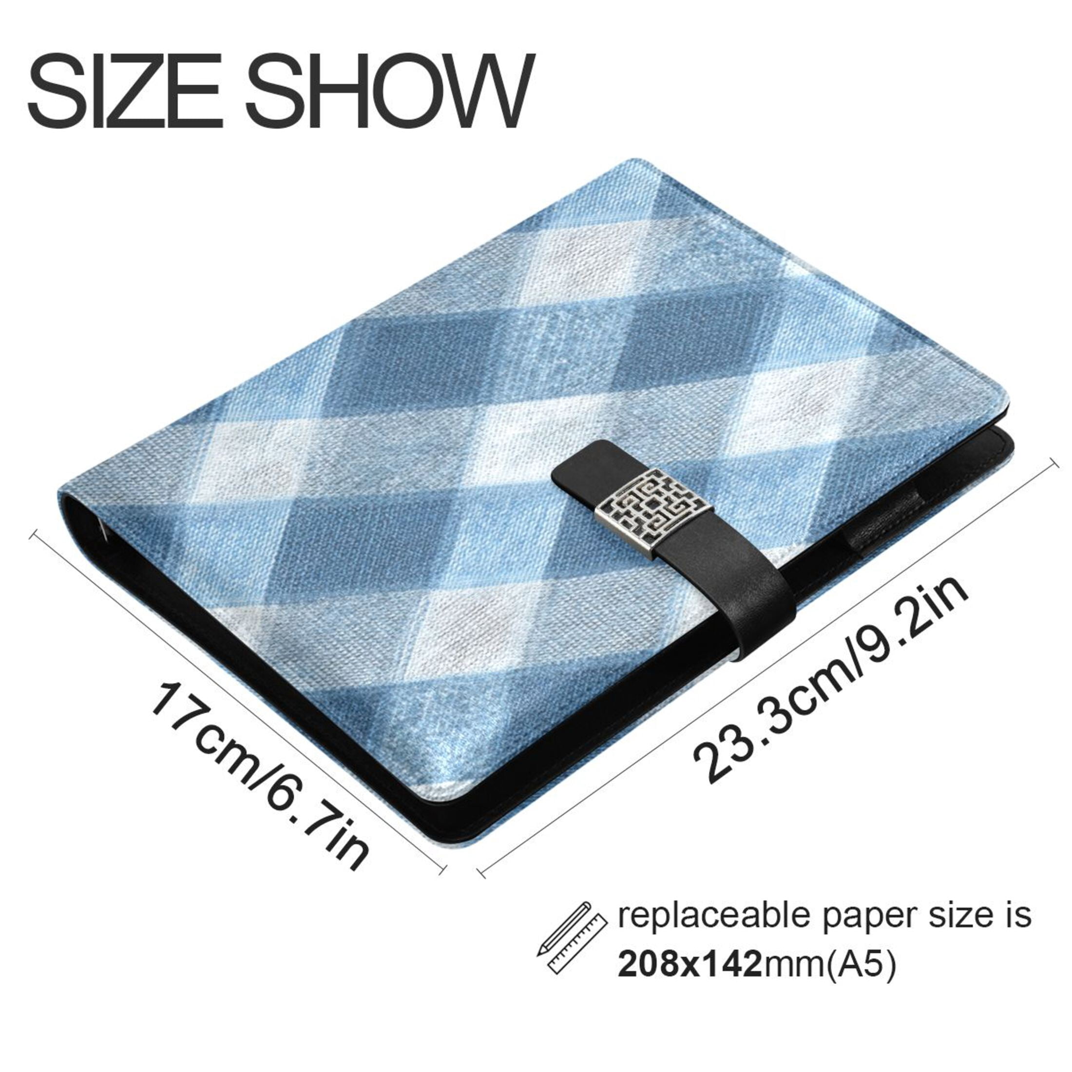 Leather Planner Leather Notebook Notebook Journal Binder Design Pen Pocket Design Convenient for Storage Light Blue Denim