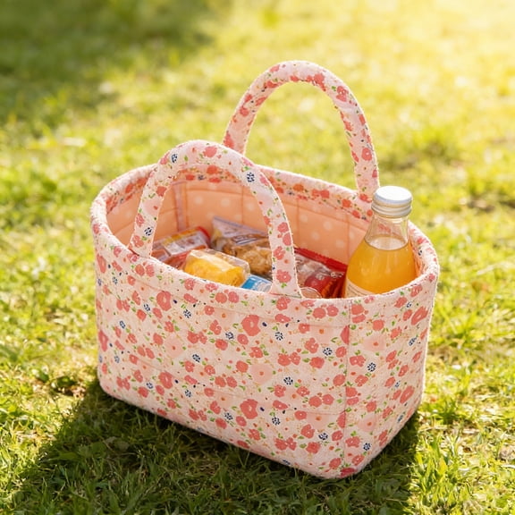 Printed Storage Organizer, Portable Printed Storage Organizer, Household Sundry Basket Bag, Lightweight Container for Home Kitchen Outdoor Picnic Daily Tidying