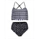 thumbnail image 2 of Ropa de talla grande Conjunto de bikini de cintura alta para mujer Trajes de baño de bikini de cuello alto de dos piezas para mujer Trajes de baño modestos,Stripe-M-Stripe-M oso de fresa Electrónica, 2 of 5