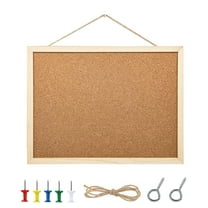 Cork Board Bulletin Board,Bexikou 1 Pack 15.7"X 12" Cork Board, Rectangle Wood Finish Frame,Wall Mounted Cork Board for Office Home and School(Pins, Eye Bolts,Hemp Rope)