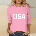 thumbnail image 3 of Gamivast Womens Long Sleeve Shirts USA Flag Graphic Tees 3/4 Sleeve Tops Crew Neck Regular Fit Basic Tees for Women Casual Daily Vacation Wear, 3 of 6
