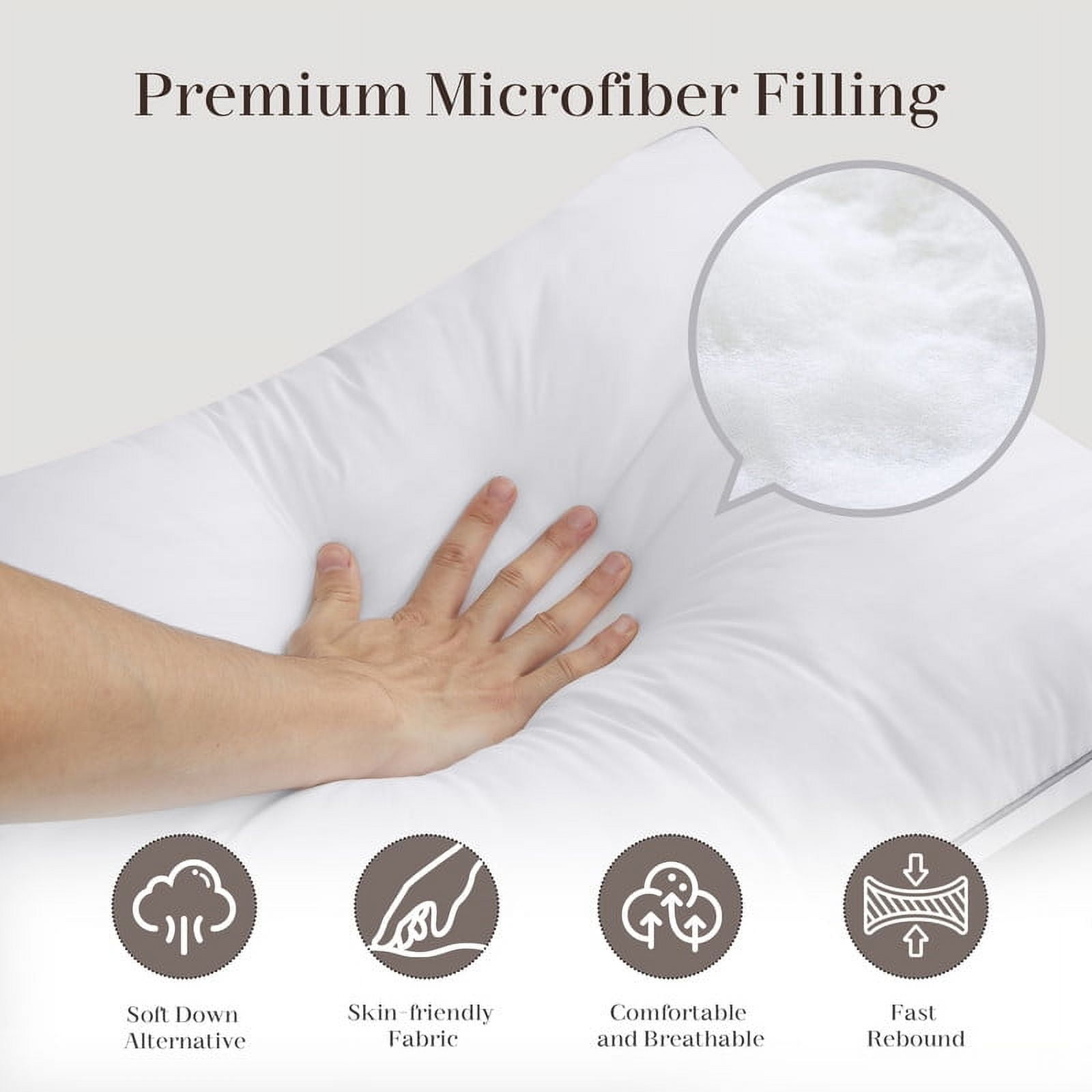 JUSTLET Standard Size Pillows Set of 2-Down Alternative Pillows for Side，Back，Stomach Sleepers，Breathable & Skin-Friendly，Machine Washable，20" x 26"