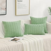 decorUhome Pack of 2 Decorative Throw Pillow Covers 18x18, Soft Corduroy Striped Couch Pillow Covers, Boho Modern Farmhouse Home Decor, Sage Green