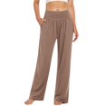 thumbnail image 2 of OSOLU Women Yoga High Waist Wide Leg Loose Casual Pants Sports Beach Vacation Comfortable Home Casual Pants Workout Stretchy Running Tummy Control Joggers Bottoms Brown S, 2 of 6